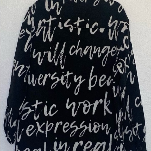 Zara Men’s Black/White Graffiti Print Fleece Jacket Letter Motif size XL - Picture 2 of 12